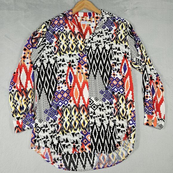 Seaplane Blouse Womens Size S/M Popover Aztec Tunic Top Black Red Western Color - Picture 1 of 9